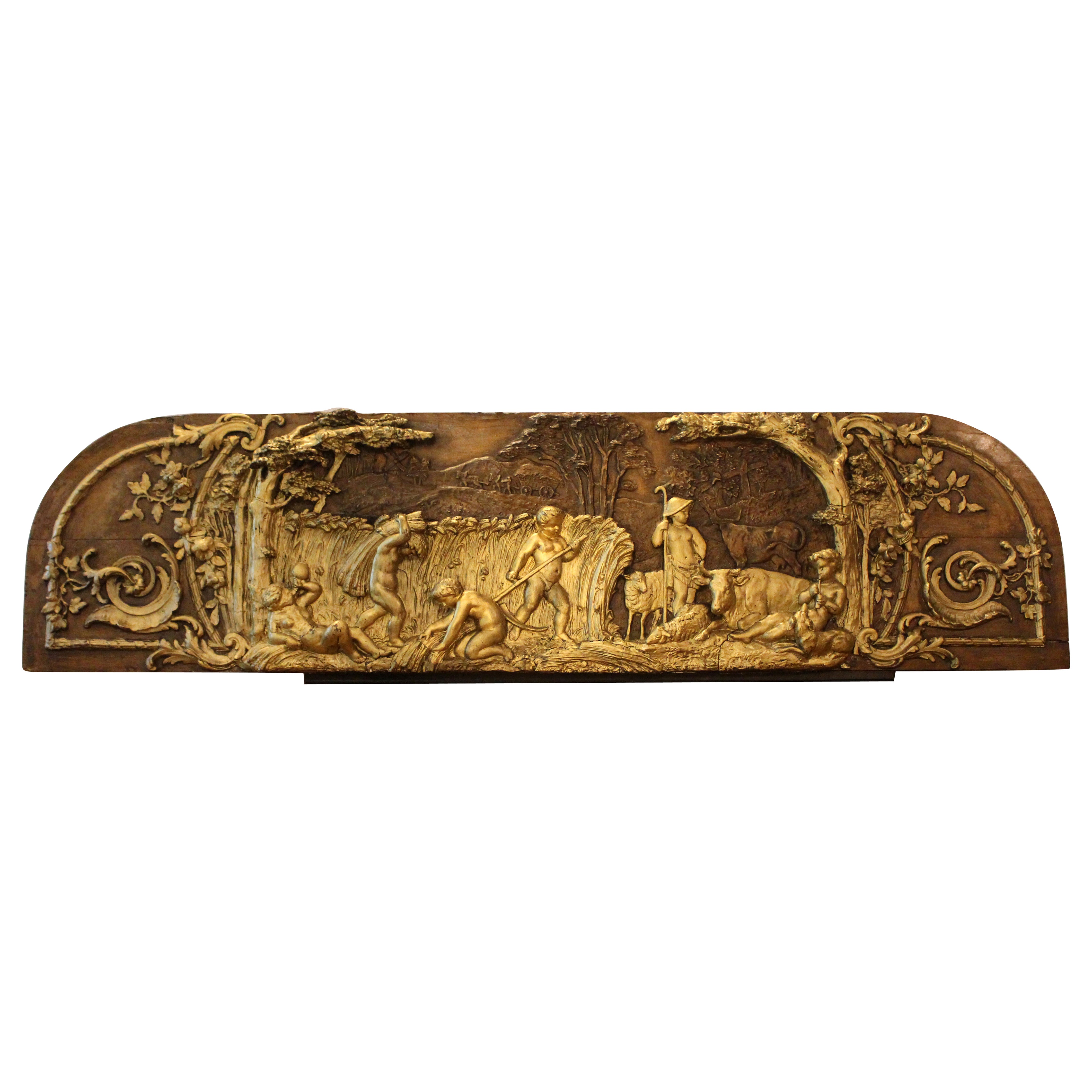 Circa 1900 French Art Nouveau Large Bas Relief Panel