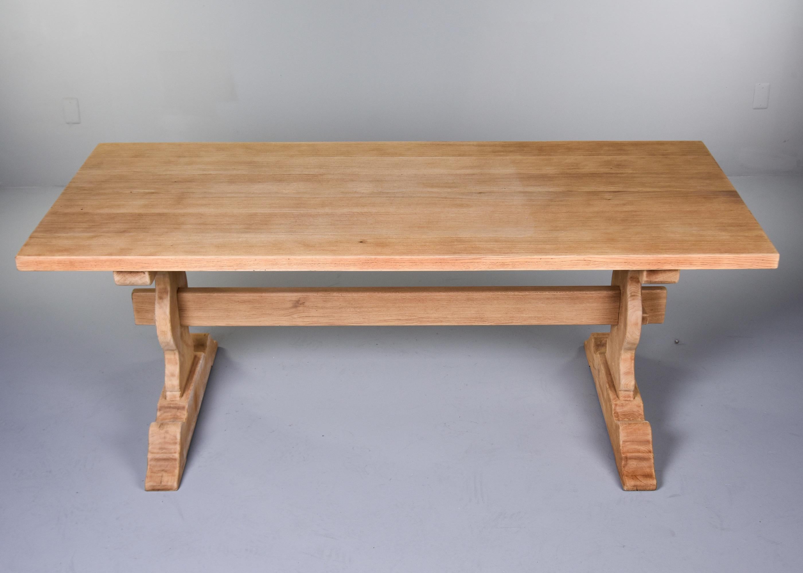 Circa 1900 French Bleached and Bare Sanded Trestle Table For Sale 4