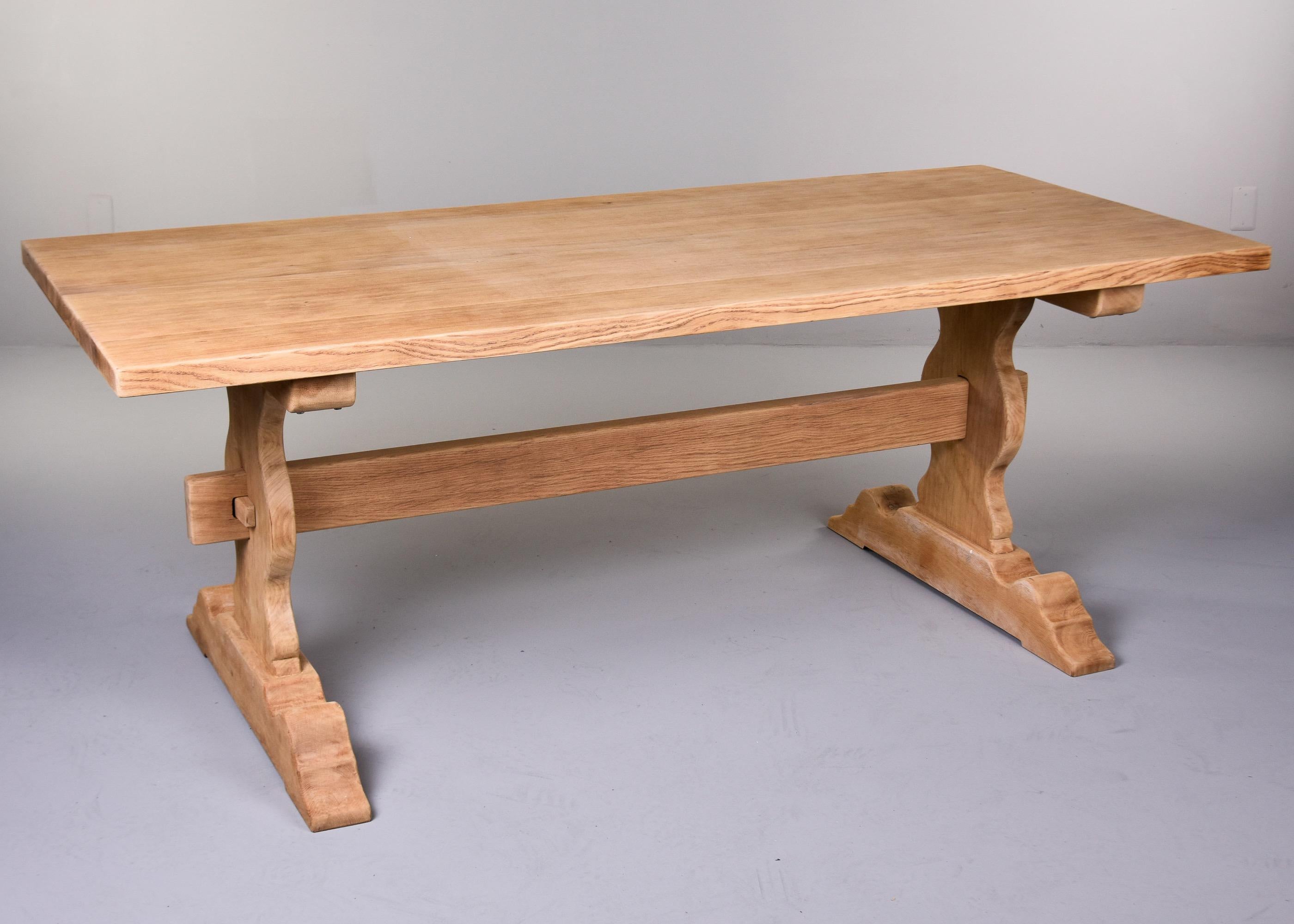 Circa 1900 French Bleached and Bare Sanded Trestle Table In Good Condition For Sale In Troy, MI