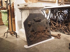 Circa 1900 French Cast Iron Coat of Arms Fireback, La Bourdonnaye/Pommery