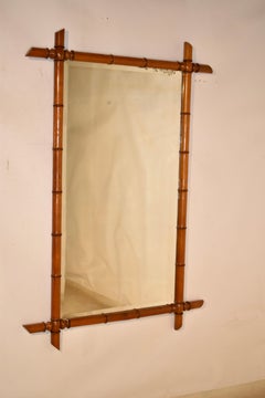 Circa 1900 French Cherry Faux Bamboo Mirror