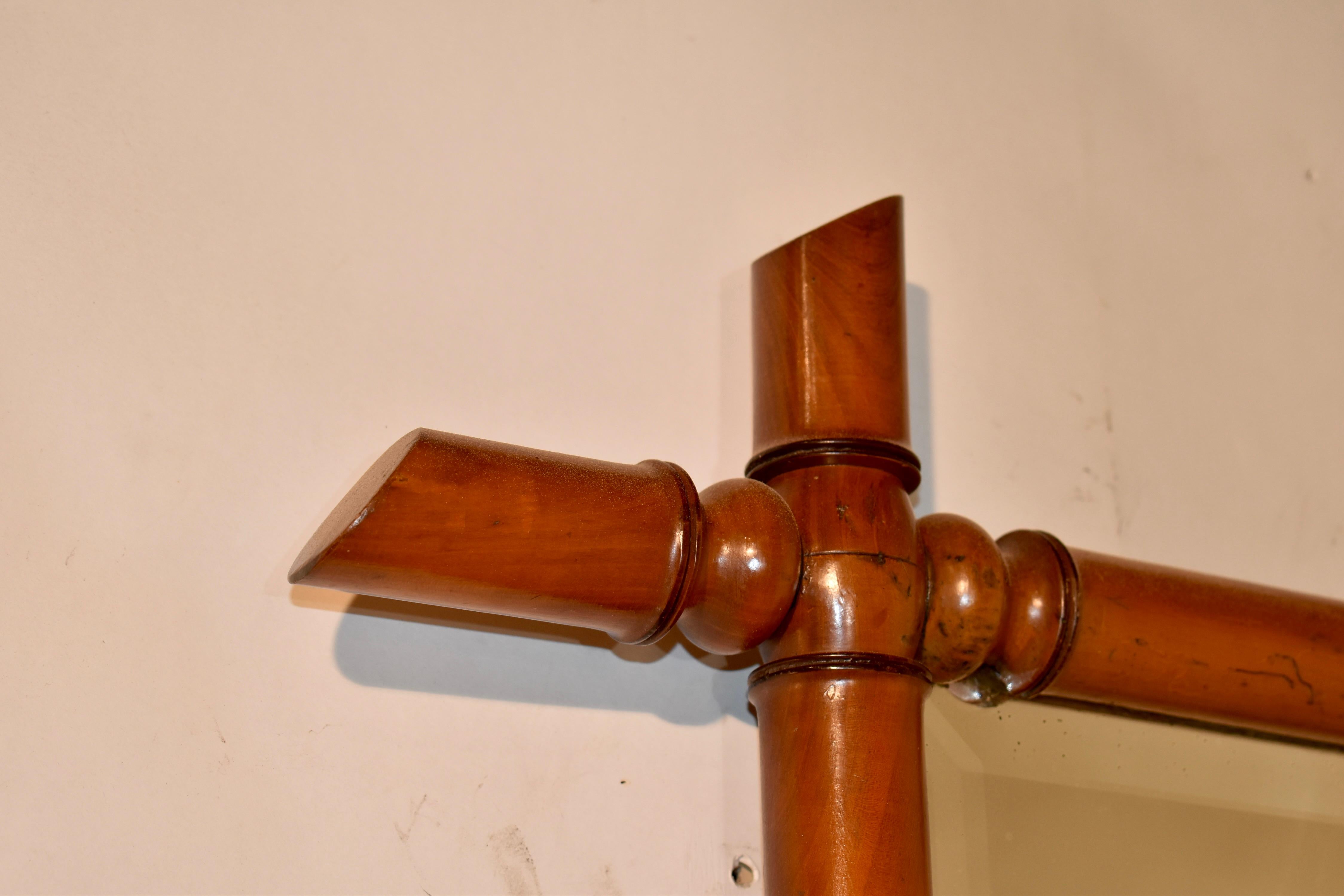 Inizio XX secolo Specchio in finto bambù in ciliegio francese del 1900 circa in vendita