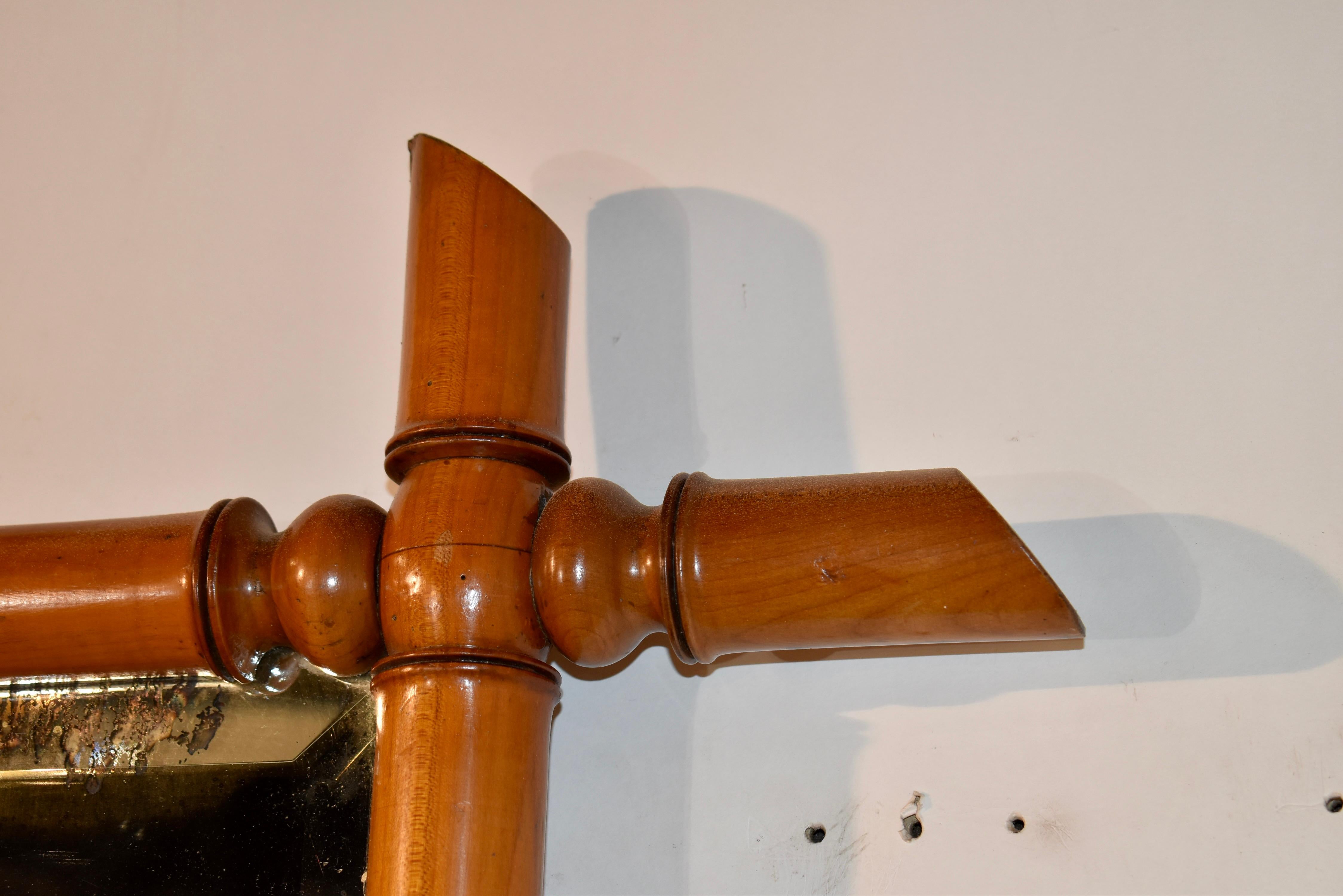 Specchio in finto bambù in ciliegio francese del 1900 circa in vendita 2