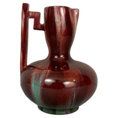 Circa 1900 Français Clément Massier Art Nouveau Jug ou Vase émaillé Trickle Down