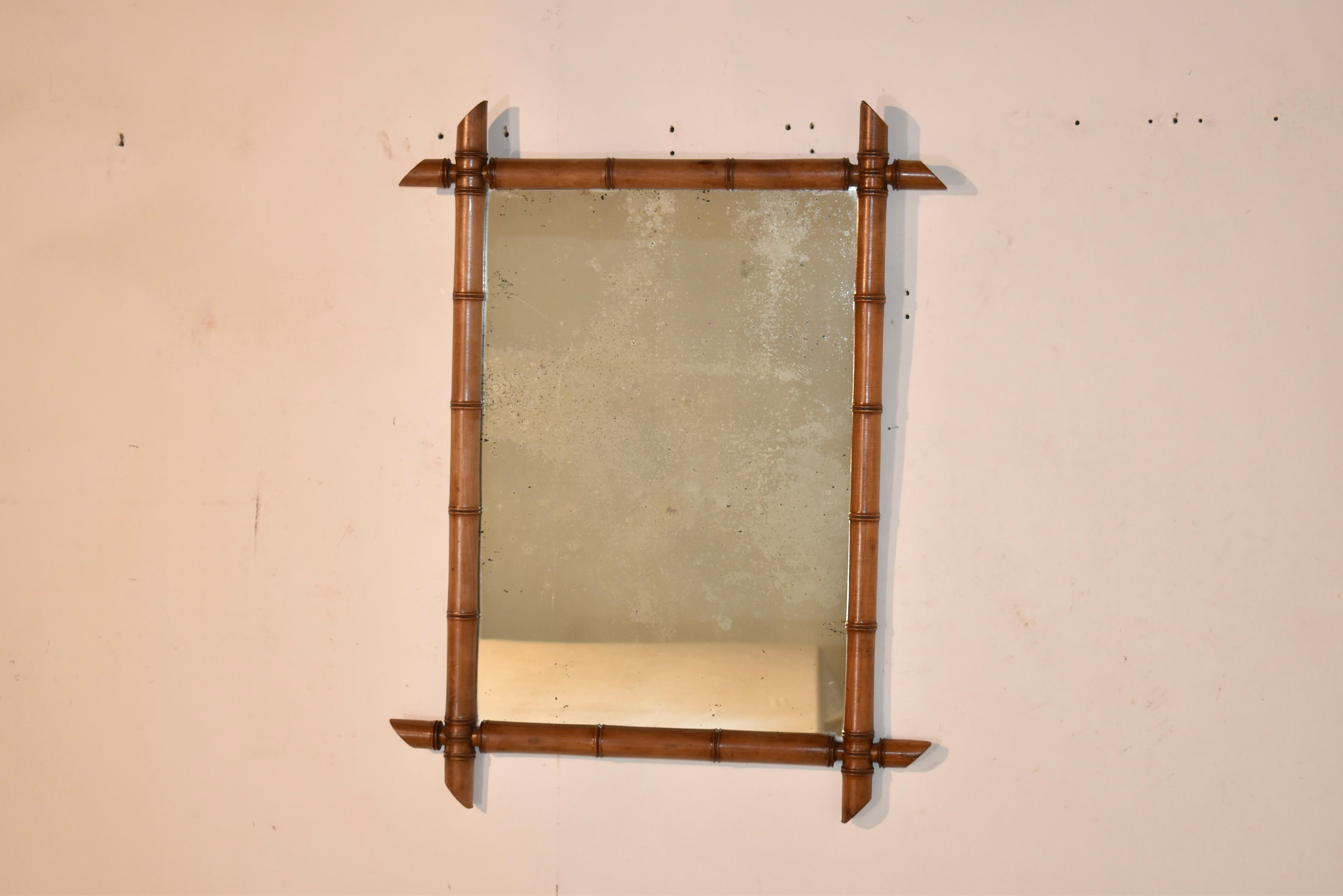 Art Nouveau Specchio francese in finto bambù del 1900 circa in vendita