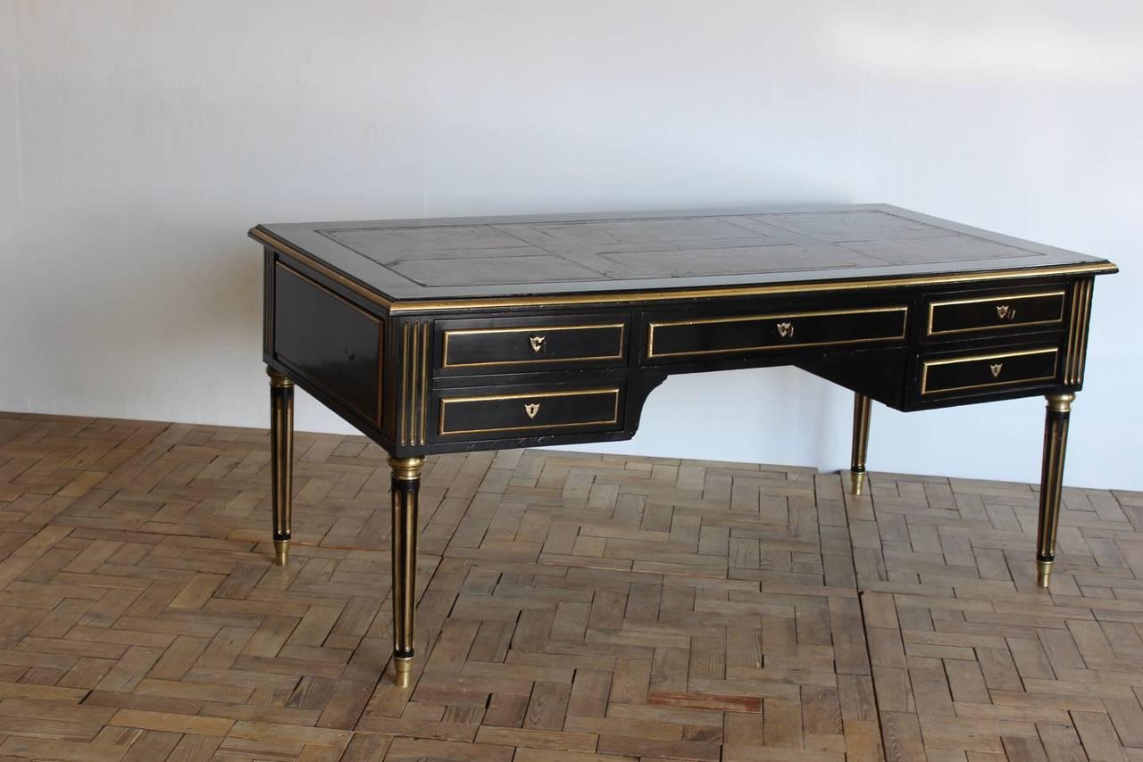 French Louis XVI Style Ebonized Desk, circa 1900 In Excellent Condition In Gloucestershire, GB