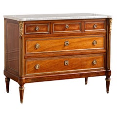 Circa 1900 French Louis XVI Style Solid Walnut Drawers With Marble Top