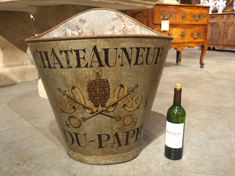 Circa 1900 French Metal Wine Grape Hod, Châteauneuf-du-Pape, Haute