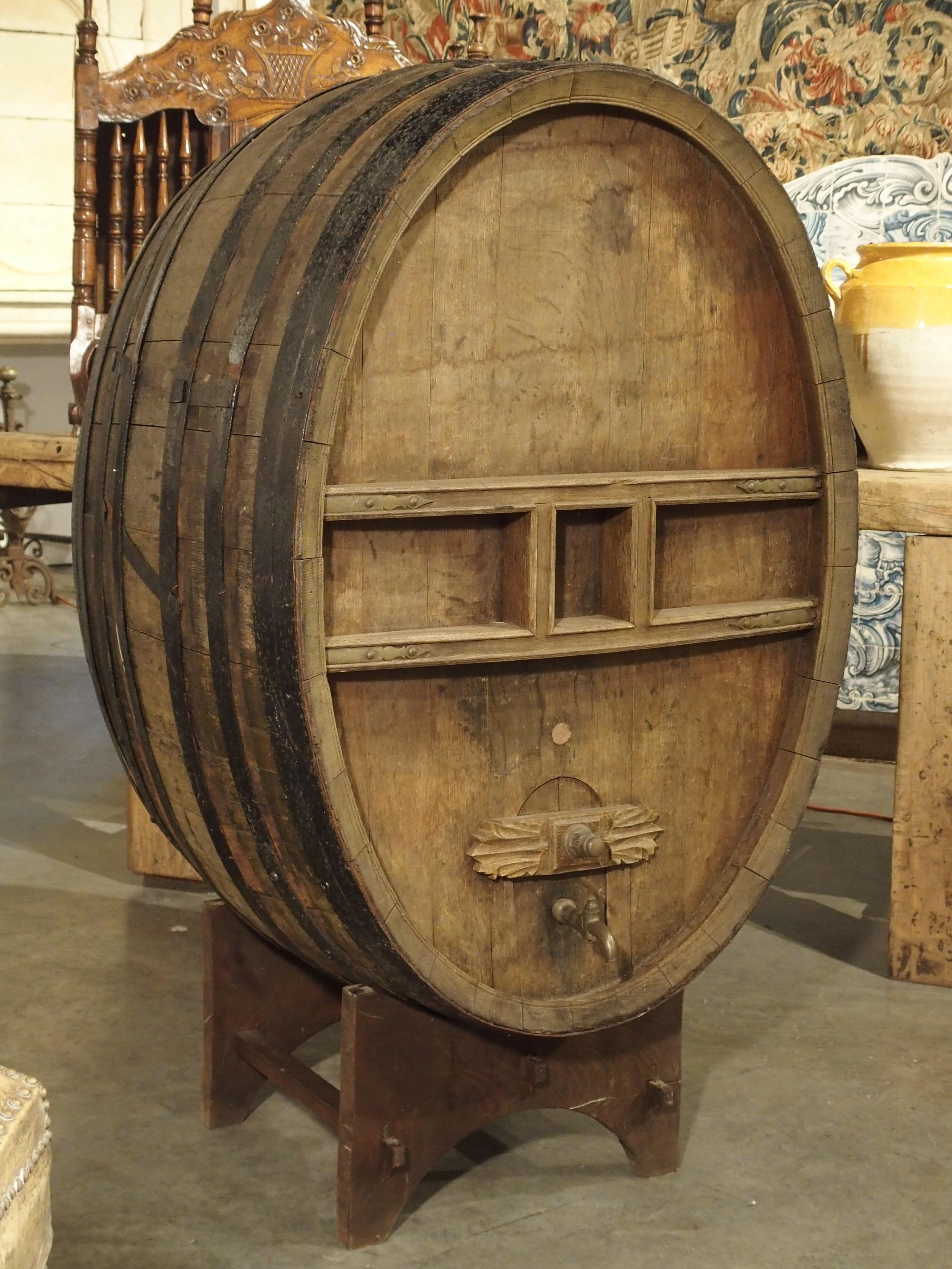Circa 1900 French Oak Wine Barrel on Stand 4