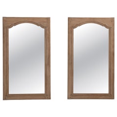 Antique French Wall Mirrors, Oak, Compact Design, Circa 1900, Pair