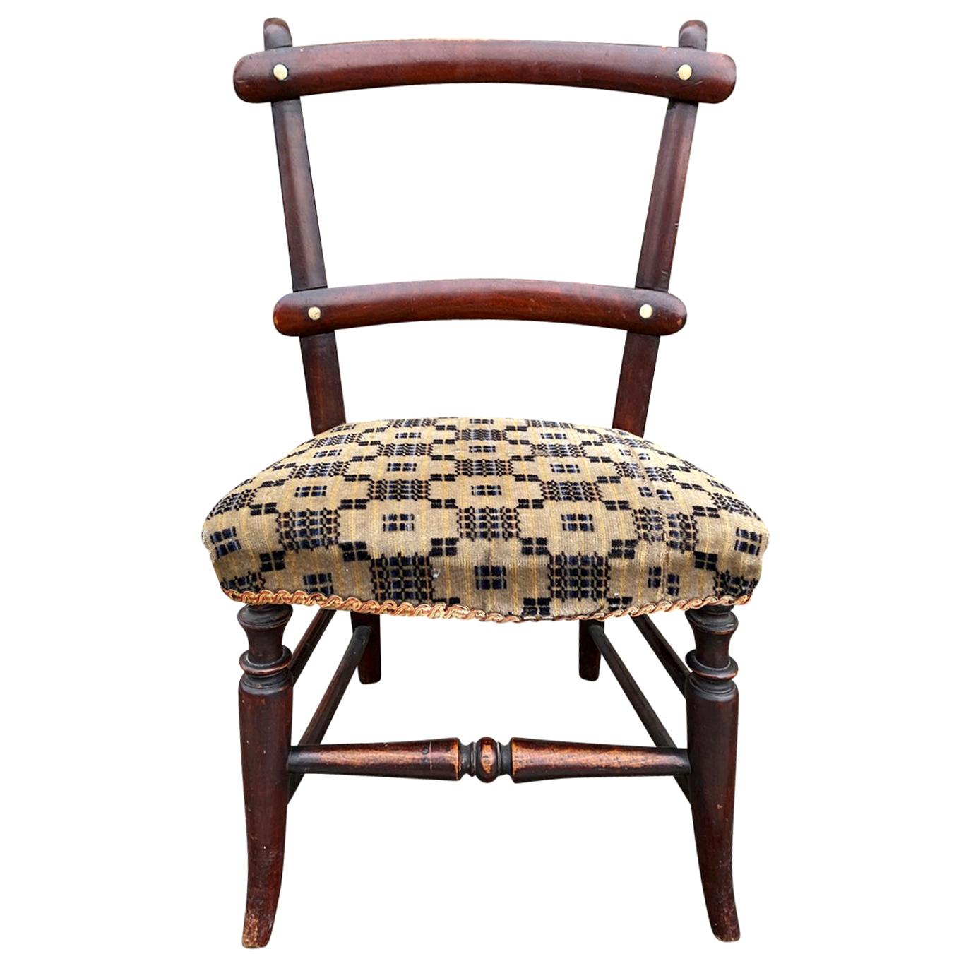 French Provincial Wooden Child
s Chair with Upholstered Seat, circa 1900