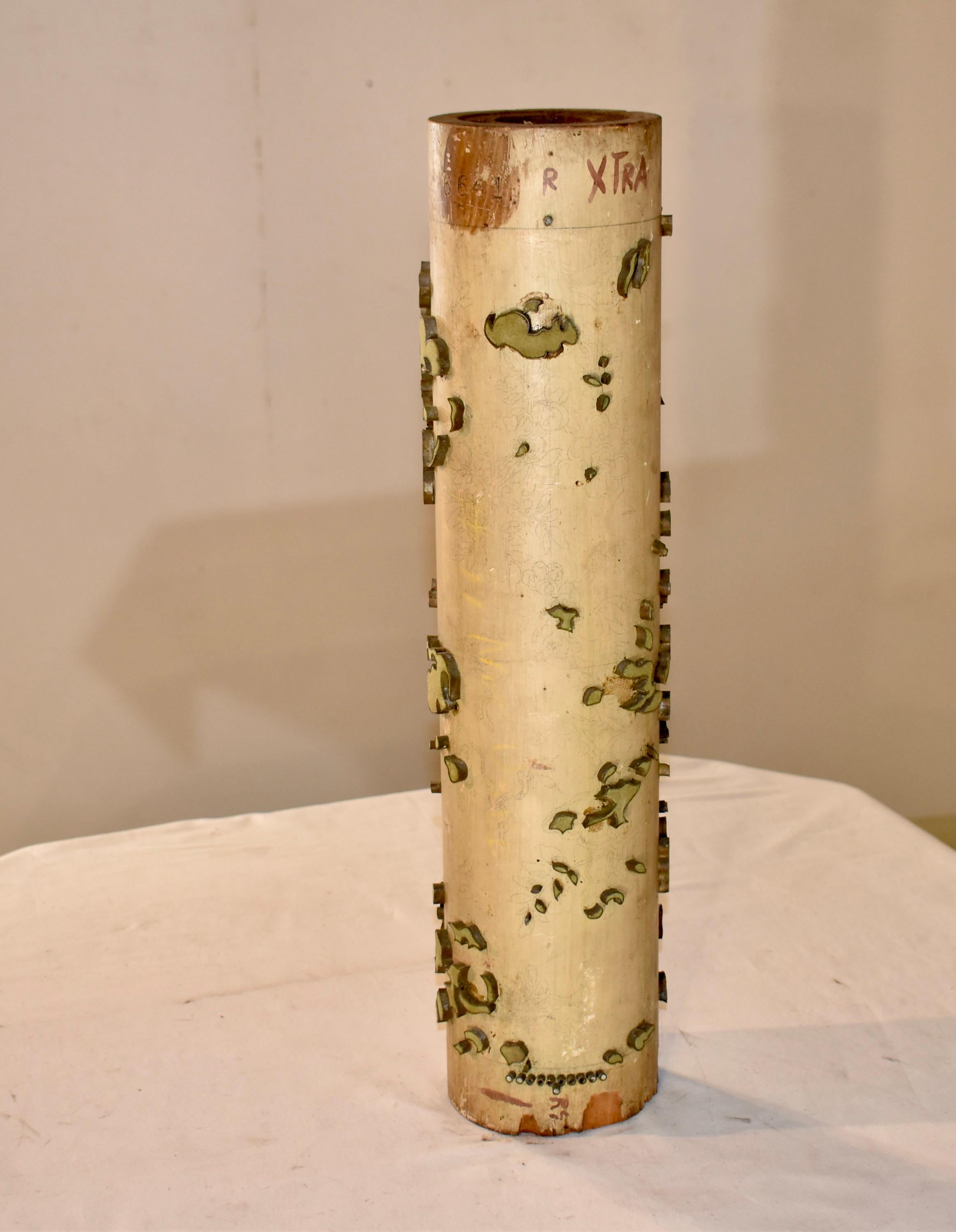 Industrial Circa 1900 French Wallpaper Printing Roll For Sale