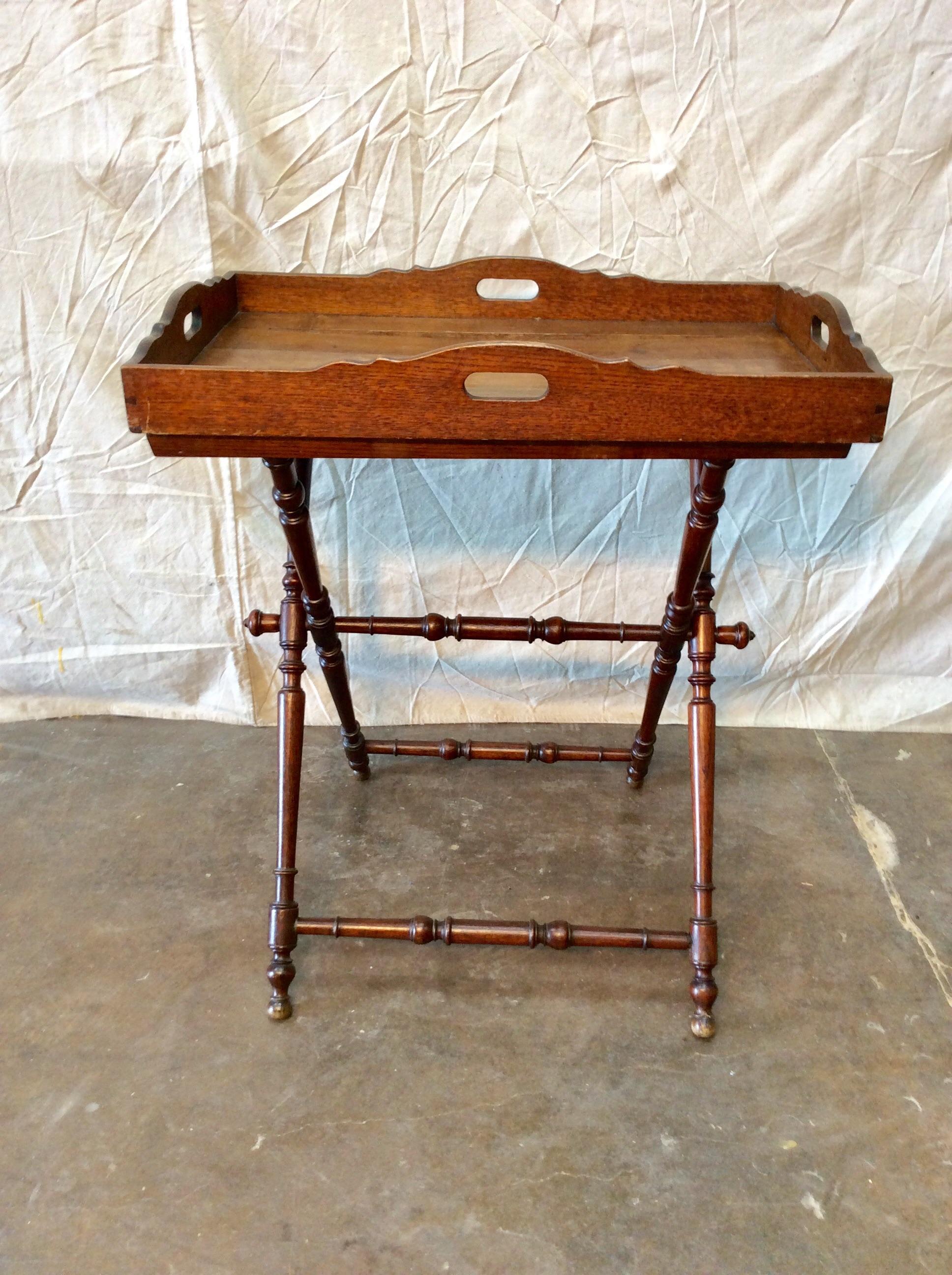circa 1900 French Walnut Butlers Tray with Foldable Stand 7