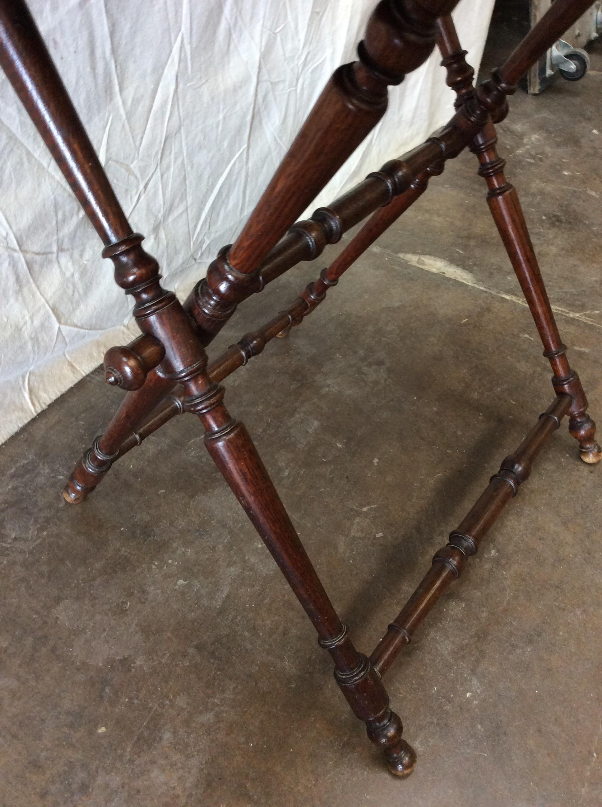 circa 1900 French Walnut Butlers Tray with Foldable Stand 3