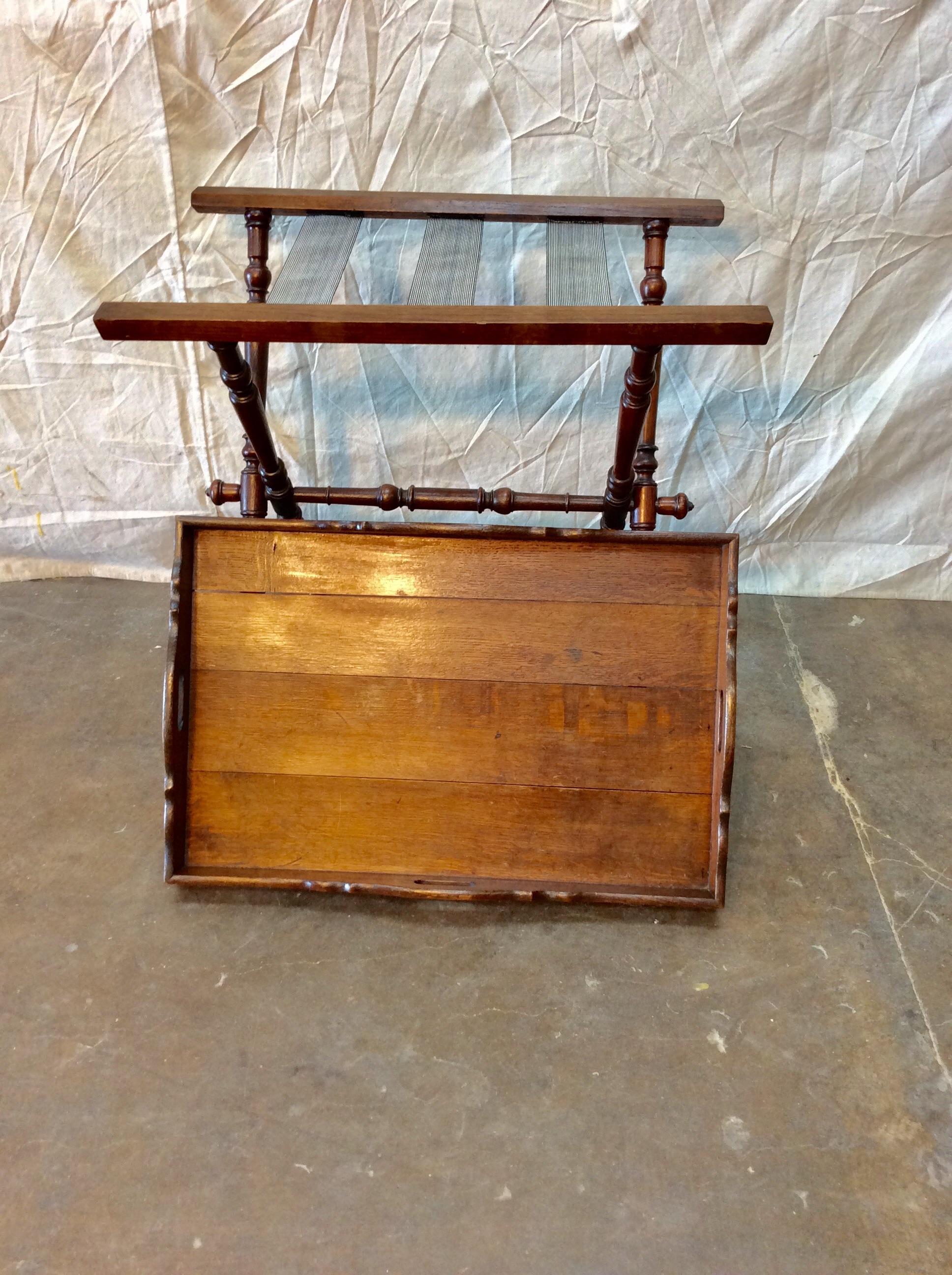 circa 1900 French Walnut Butlers Tray with Foldable Stand 4