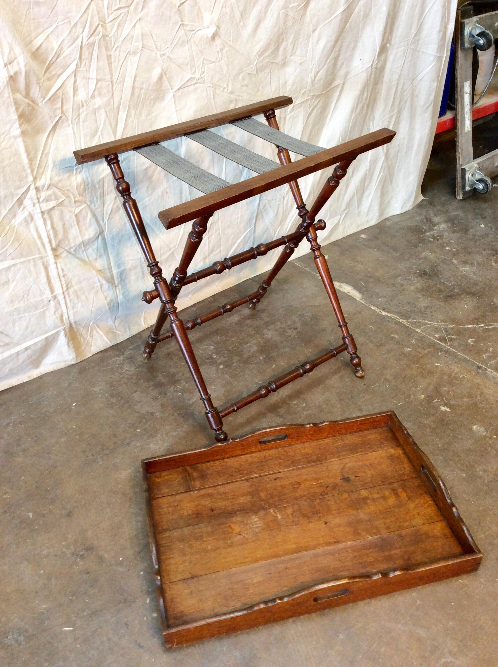 circa 1900 French Walnut Butlers Tray with Foldable Stand 5