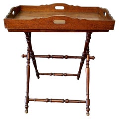 circa 1900 French Walnut Butlers Tray with Foldable Stand