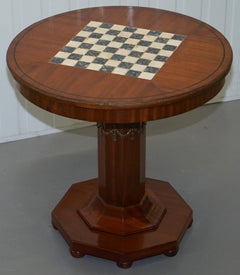 Fully Restored French Empire Hardwood Chess Table Marble Ormolu Mount circa 1900