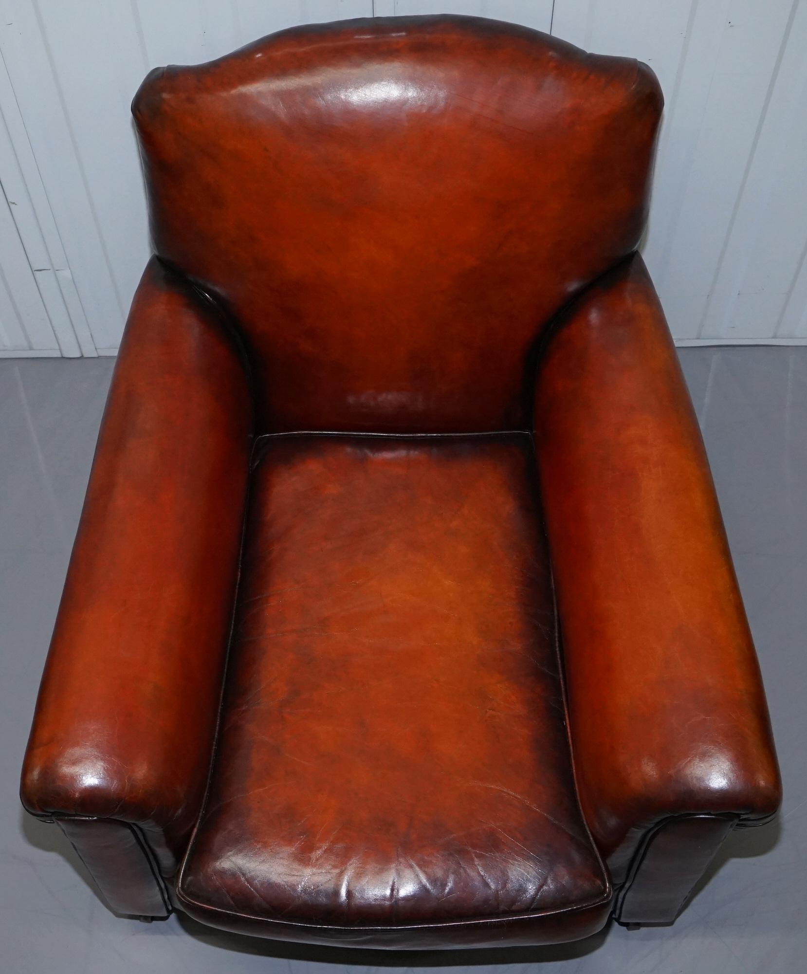 Fully Restored Whisky Brown Leather Sofa & Pair of Armchairs Suite, circa 1900 9