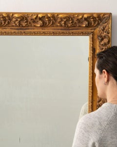 Circa 1900 Gold Wood Mirror In Gilded Carved Frame