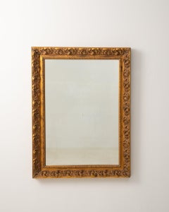 Circa 1900 Gold Wood Mirror In Gilded Carved Frame