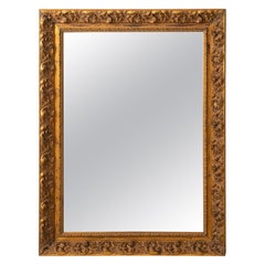 Circa 1900 Gold Wood Mirror In Gilded Carved Frame