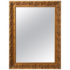 Circa 1900 Gold Wood Mirror In Gilded Carved Frame