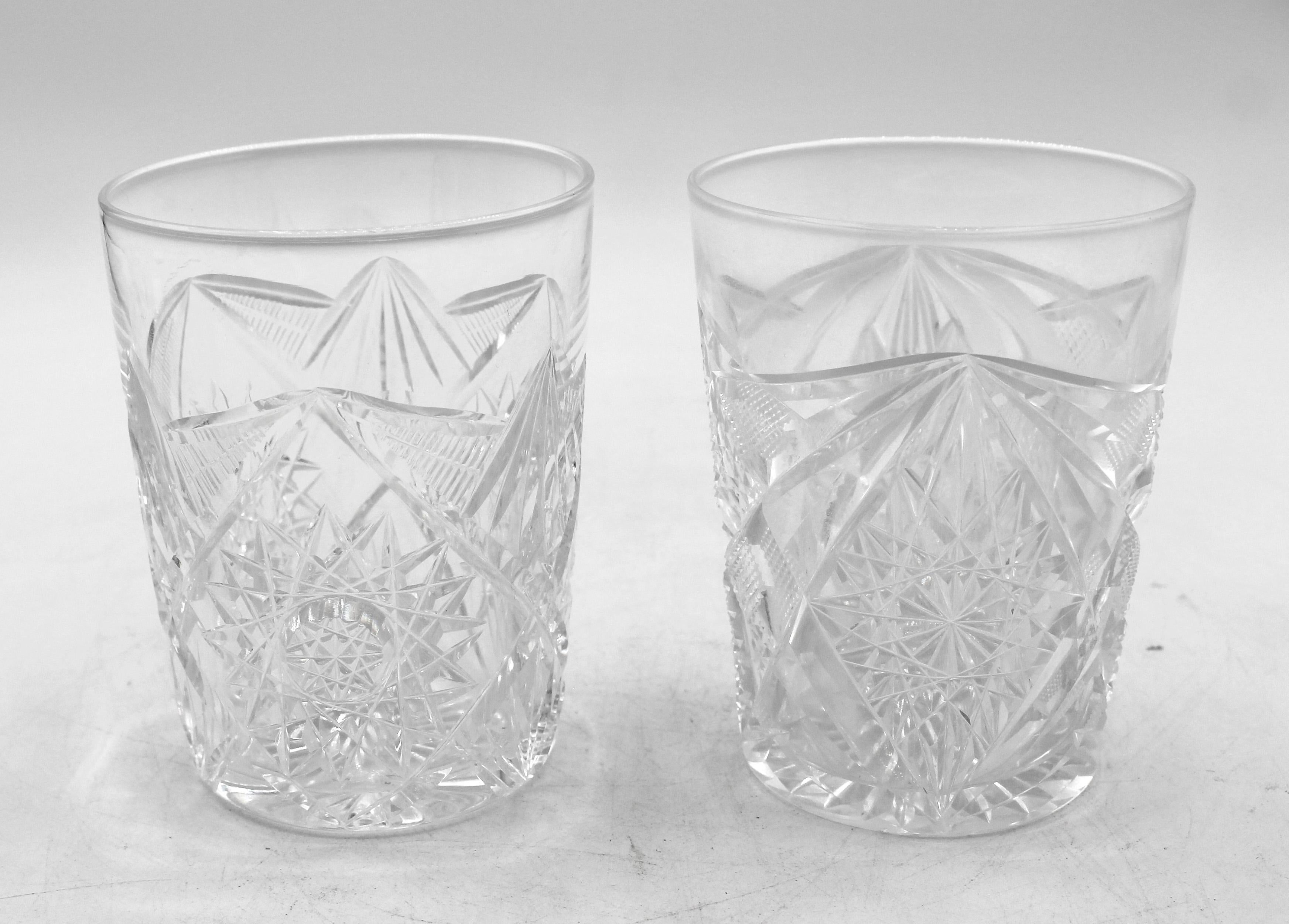 Américain Circa 1900 Groupe de 6 gobelets en verre taillé américain en vente