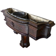 Antique Hand Carved English Oak Plant Stand, circa 1900