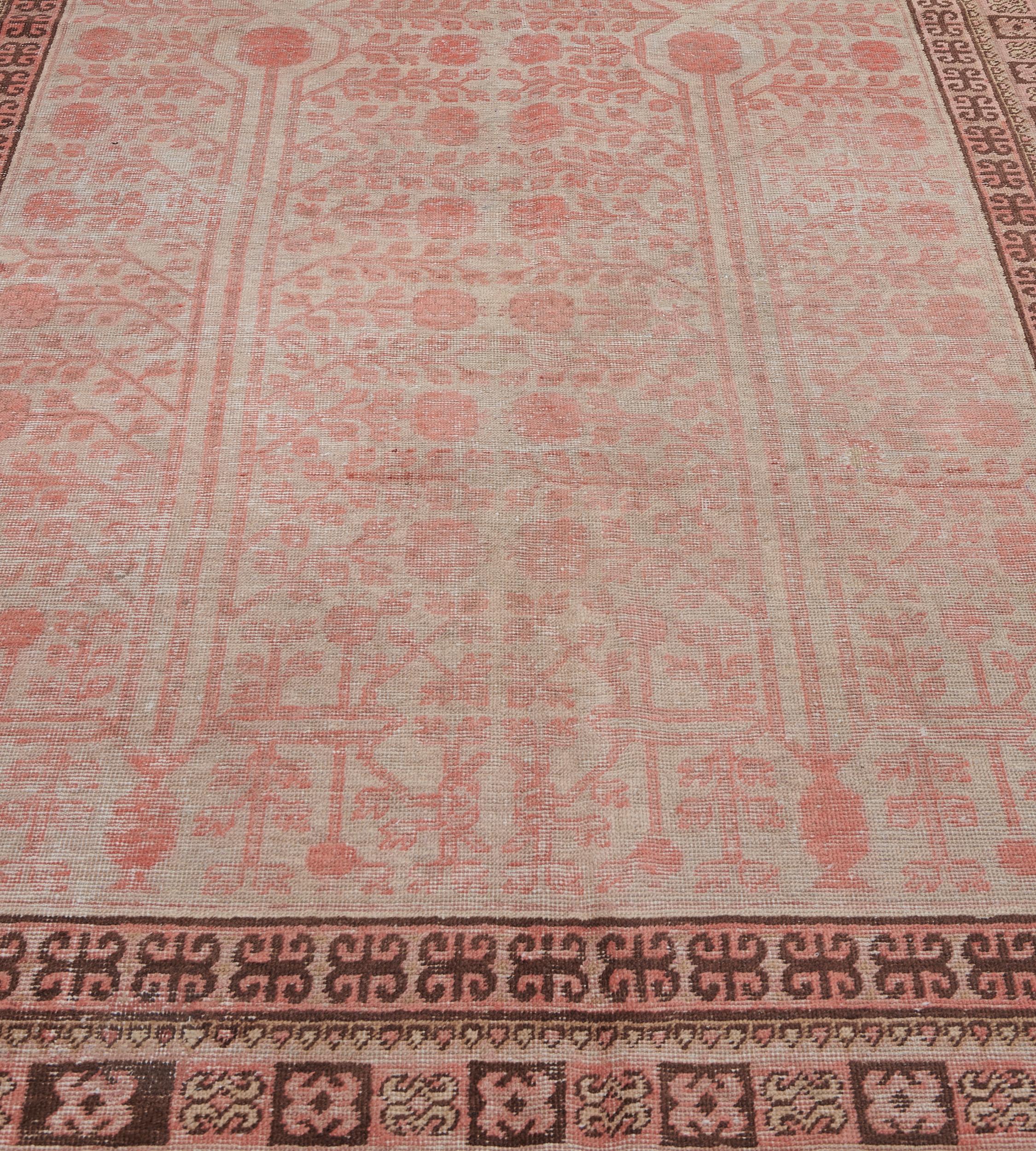 Wool Hand Knotted Khotan Rug, circa 1900  For Sale