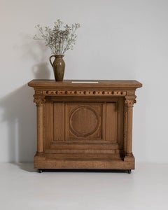 Circa 1900 Honey Neo-Renaissance Altar-Style Shop Counter on Casters