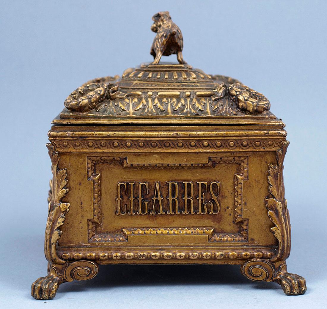 European Humidor, Browned Metal Cigar Box, circa 1900 