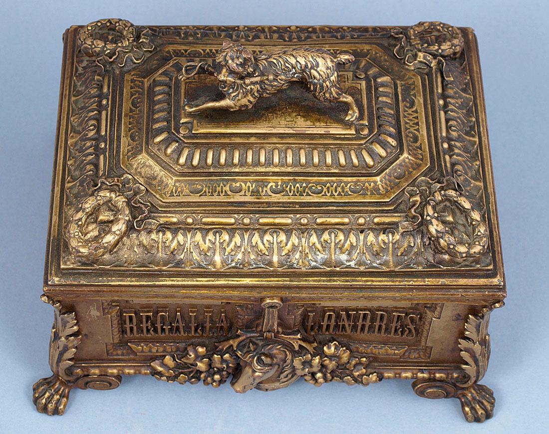 20th Century Humidor, Browned Metal Cigar Box, circa 1900 