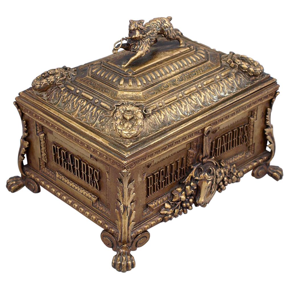 Humidor, Browned Metal Cigar Box, circa 1900 