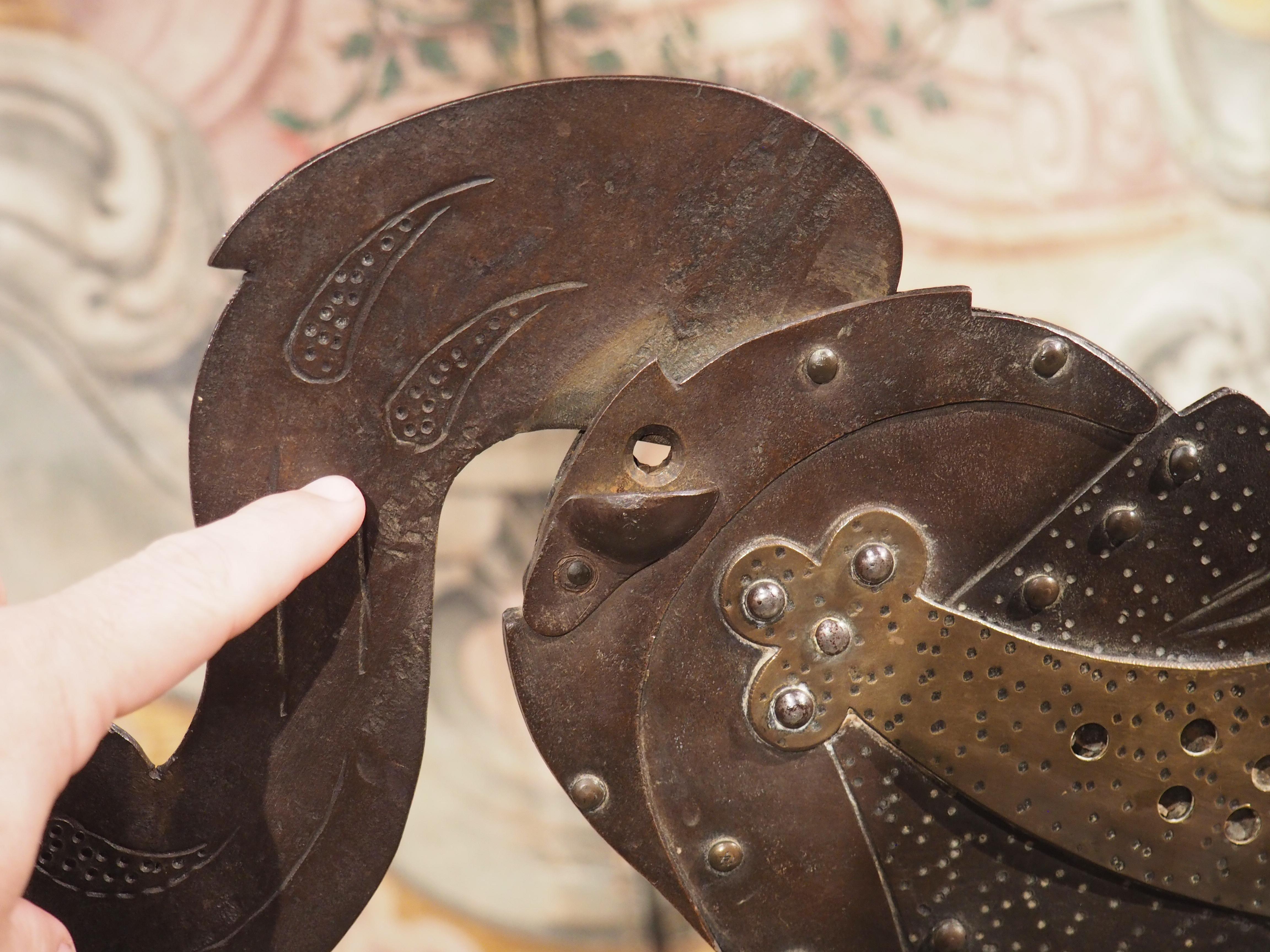 Circa 1900 Iron Knight Statue Cigar Cutter and Candle Holder from France 4