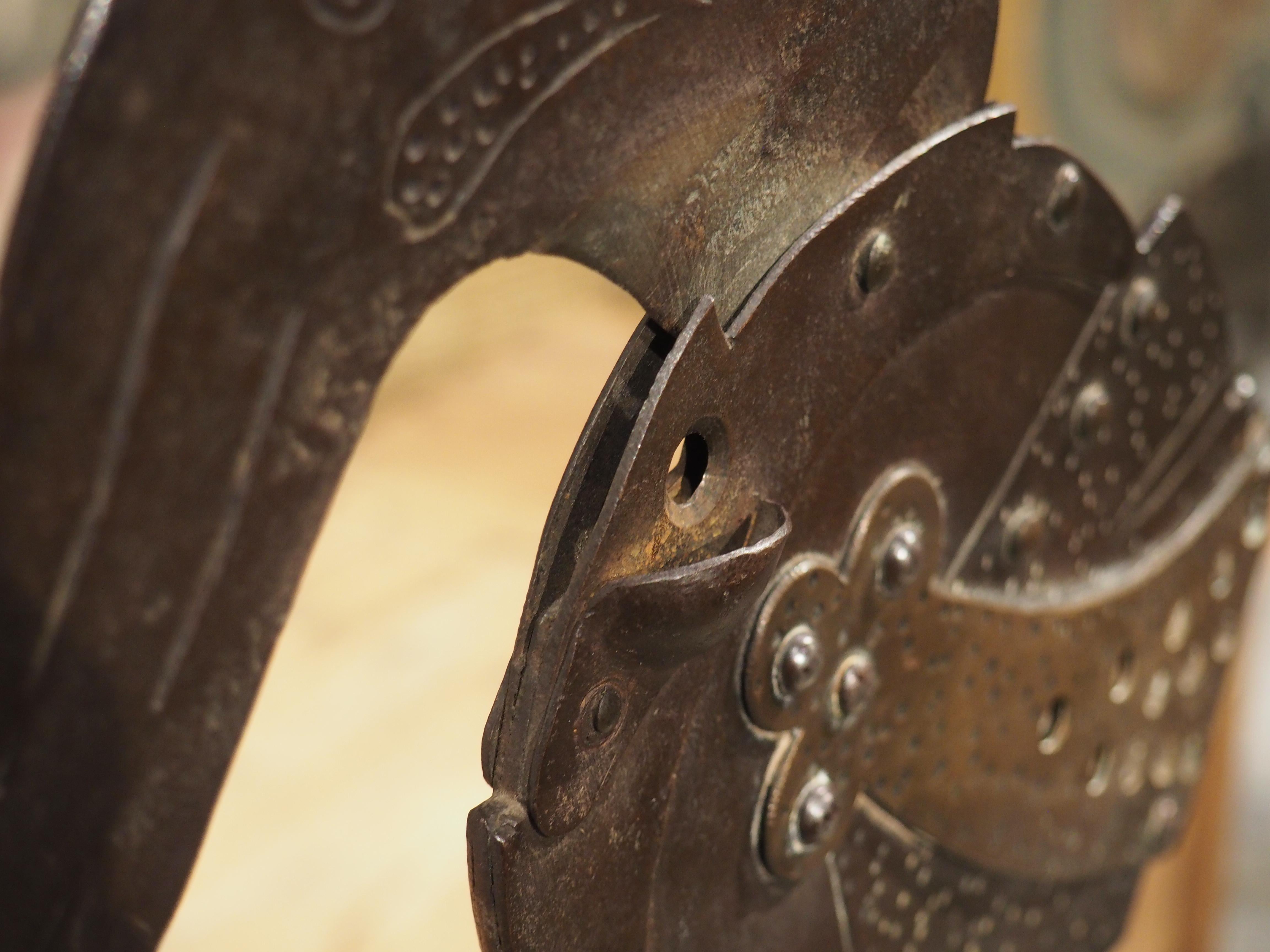 Circa 1900 Iron Knight Statue Cigar Cutter and Candle Holder from France 5