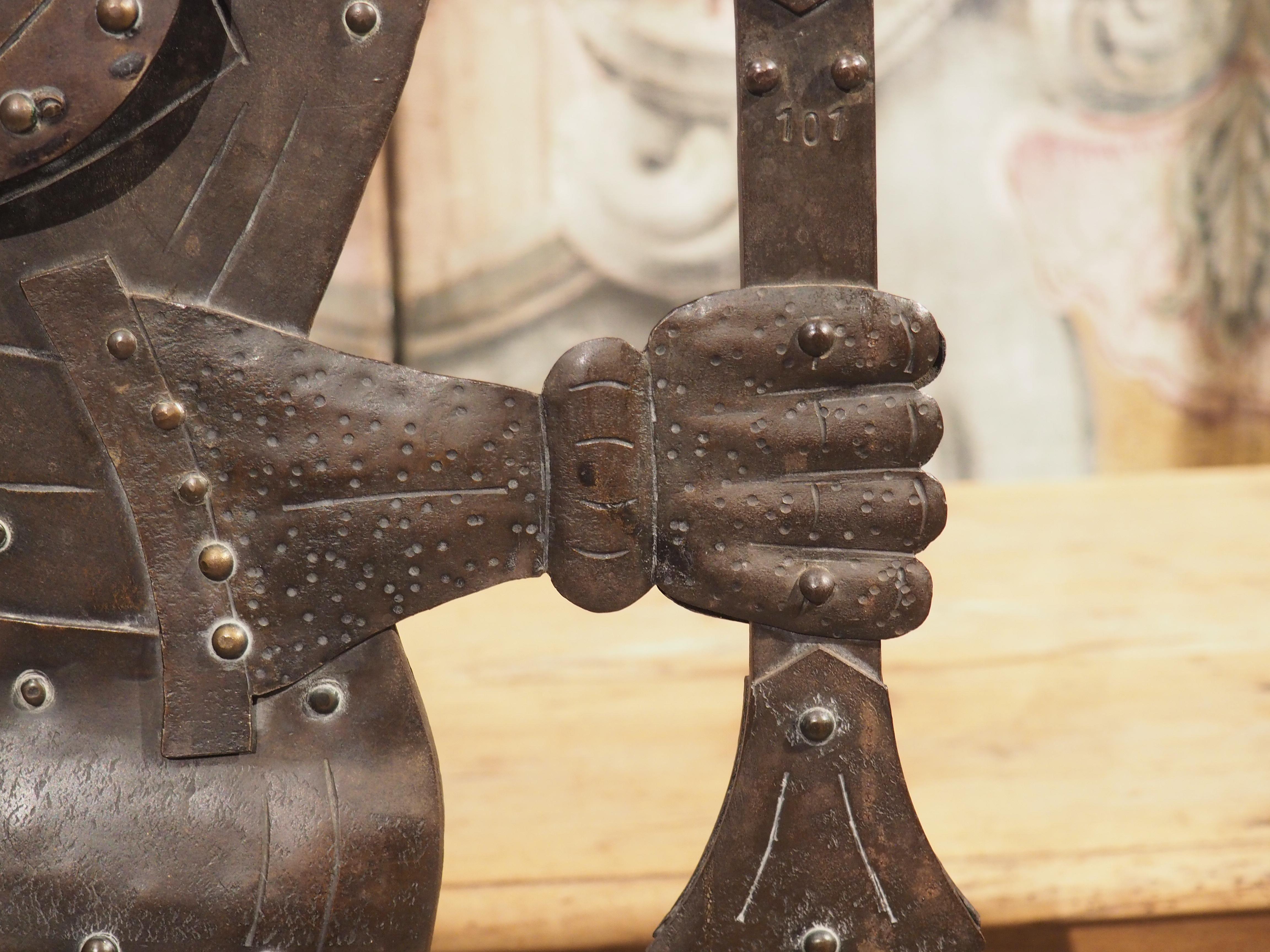 Circa 1900 Iron Knight Statue Cigar Cutter and Candle Holder from France 7