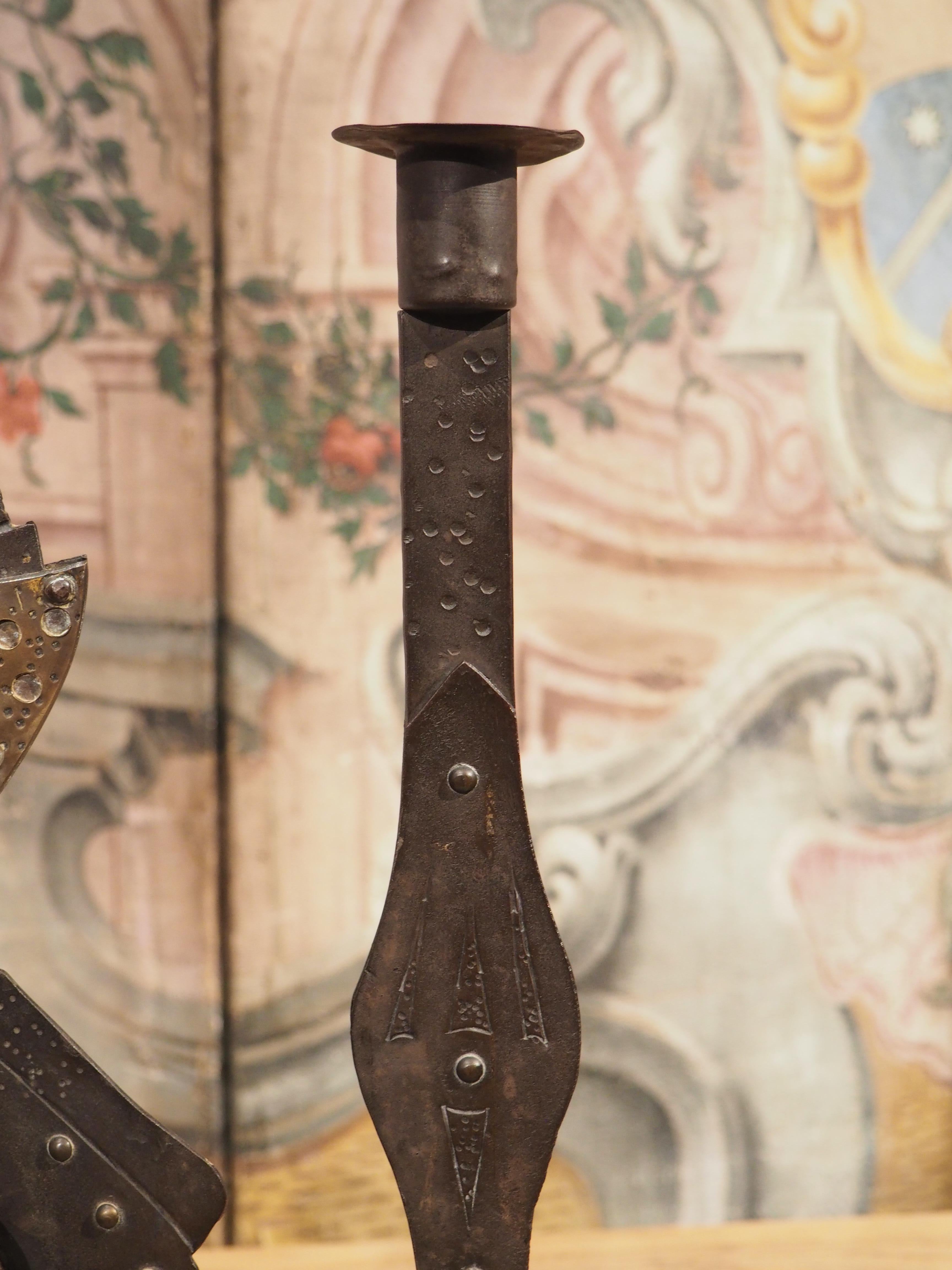 Circa 1900 Iron Knight Statue Cigar Cutter and Candle Holder from France 8
