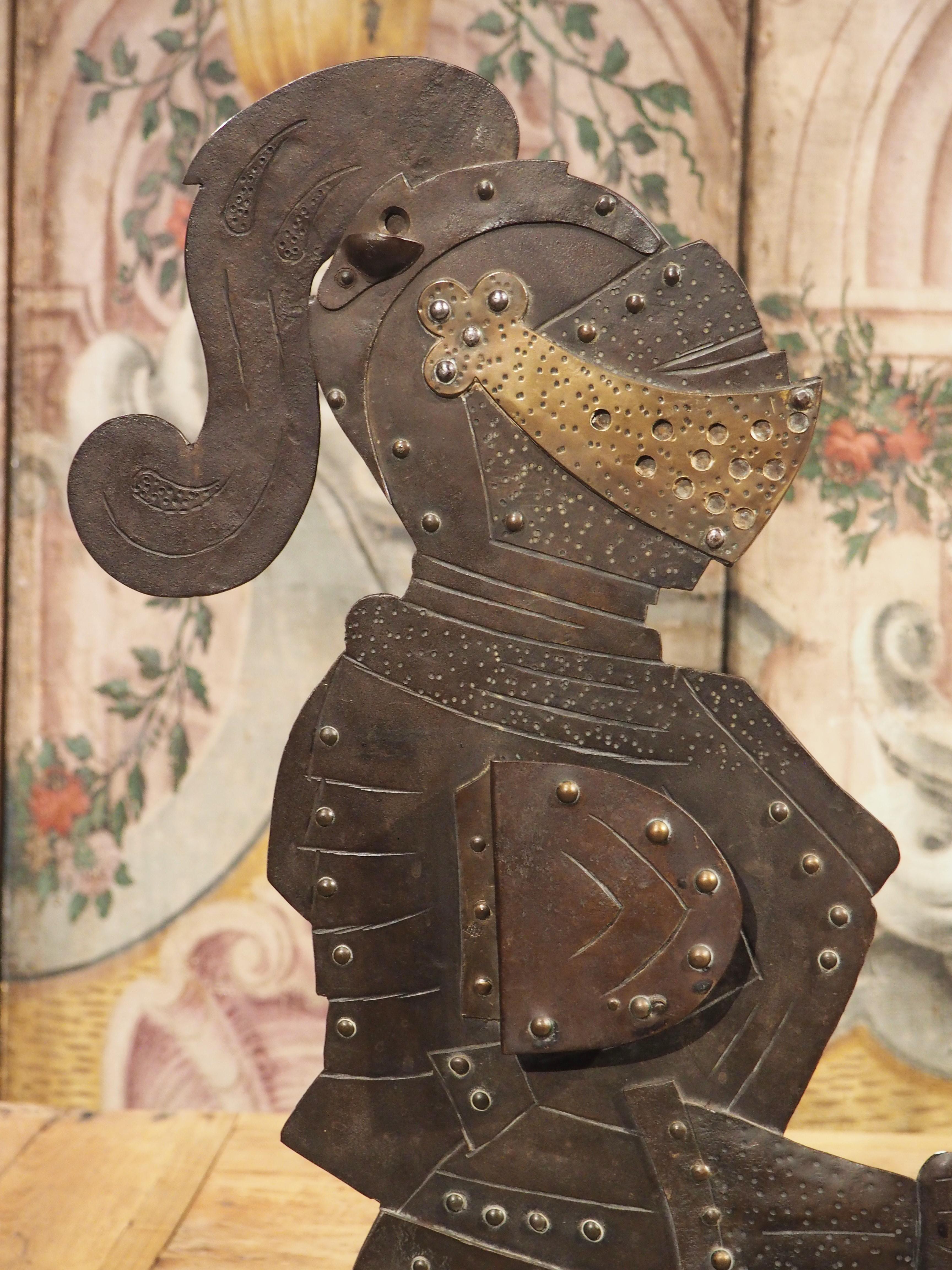 Circa 1900 Iron Knight Statue Cigar Cutter and Candle Holder from France 9