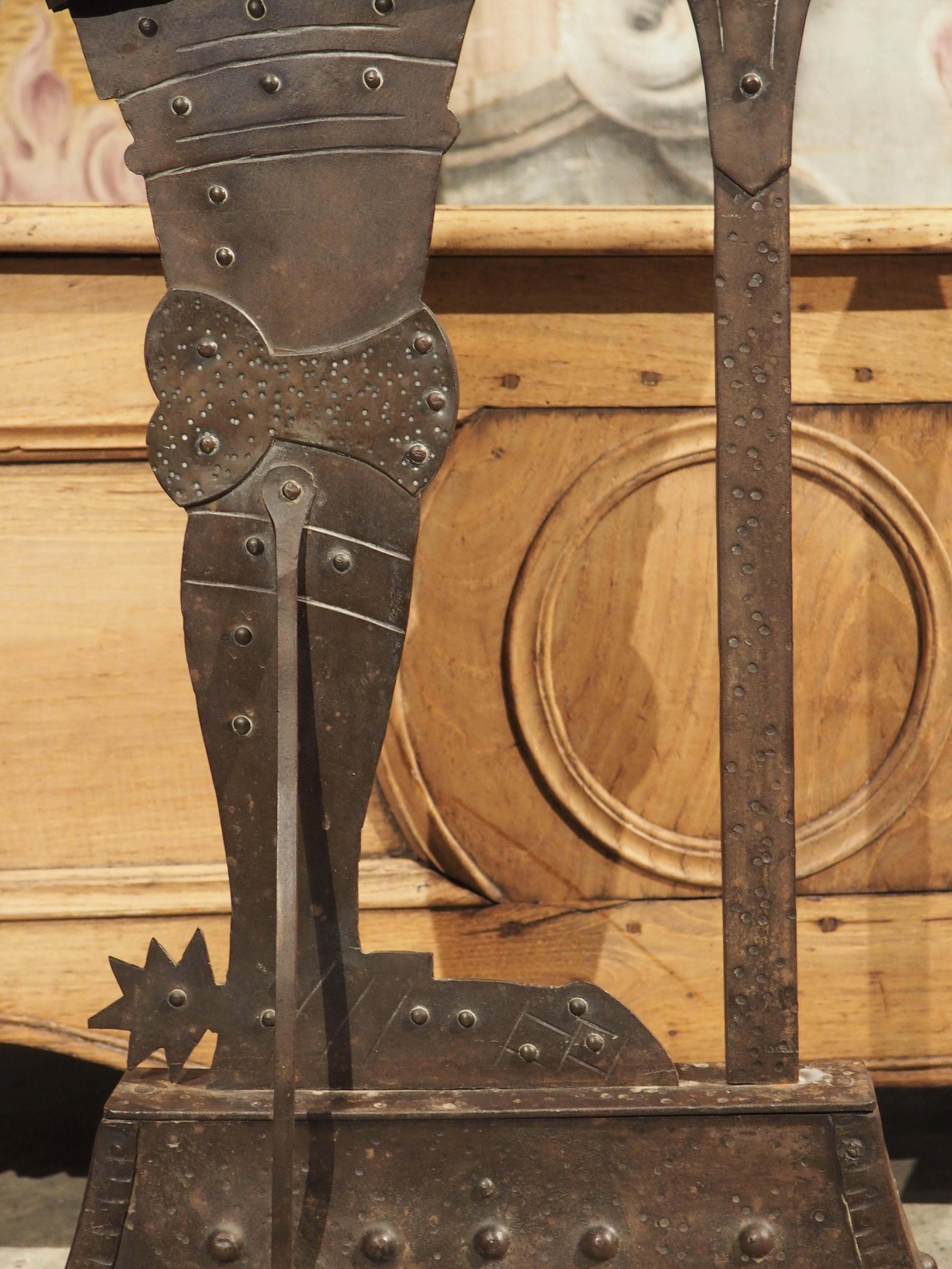 Circa 1900 Iron Knight Statue Cigar Cutter and Candle Holder from France 11
