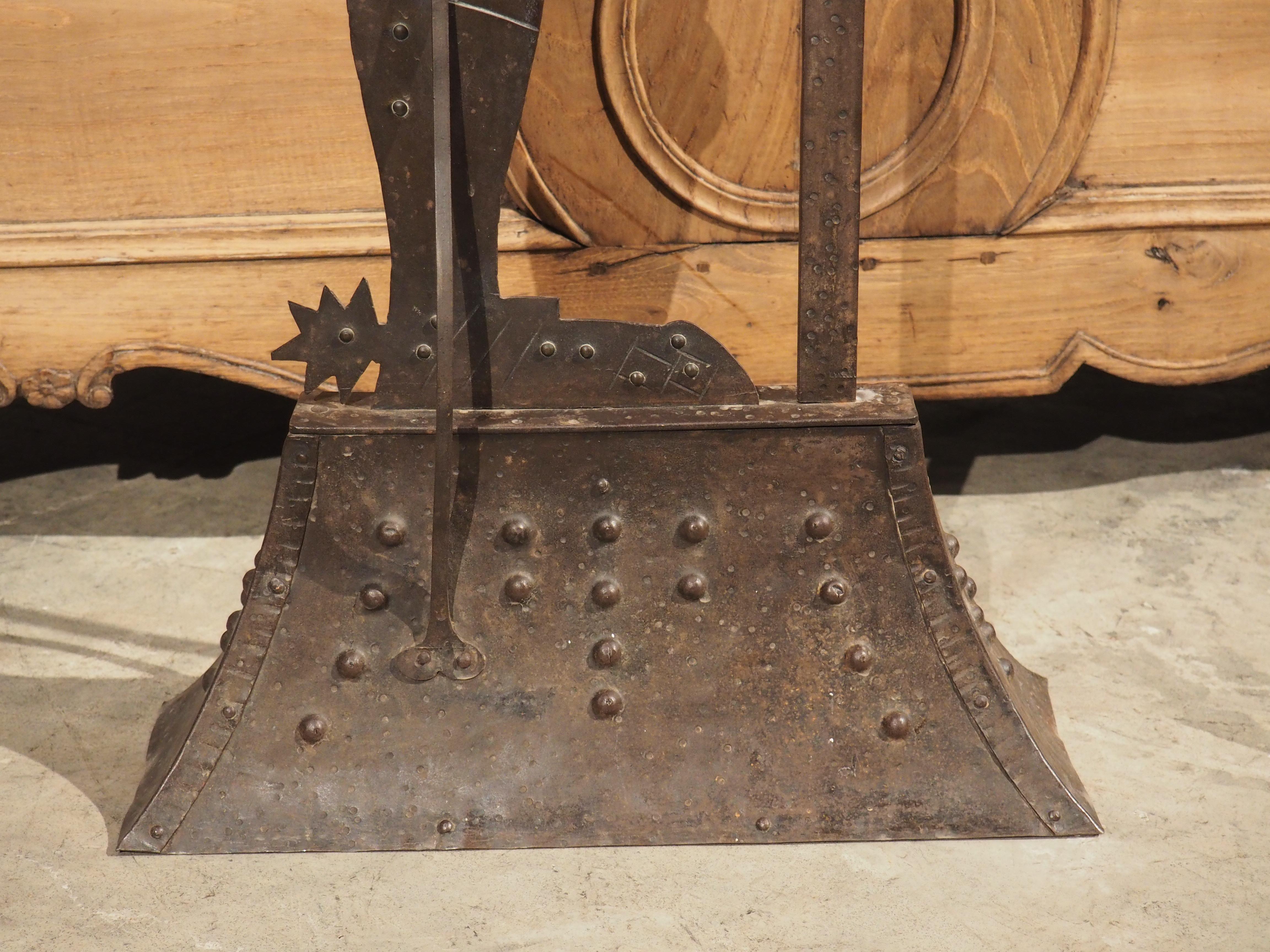 Circa 1900 Iron Knight Statue Cigar Cutter and Candle Holder from France 12