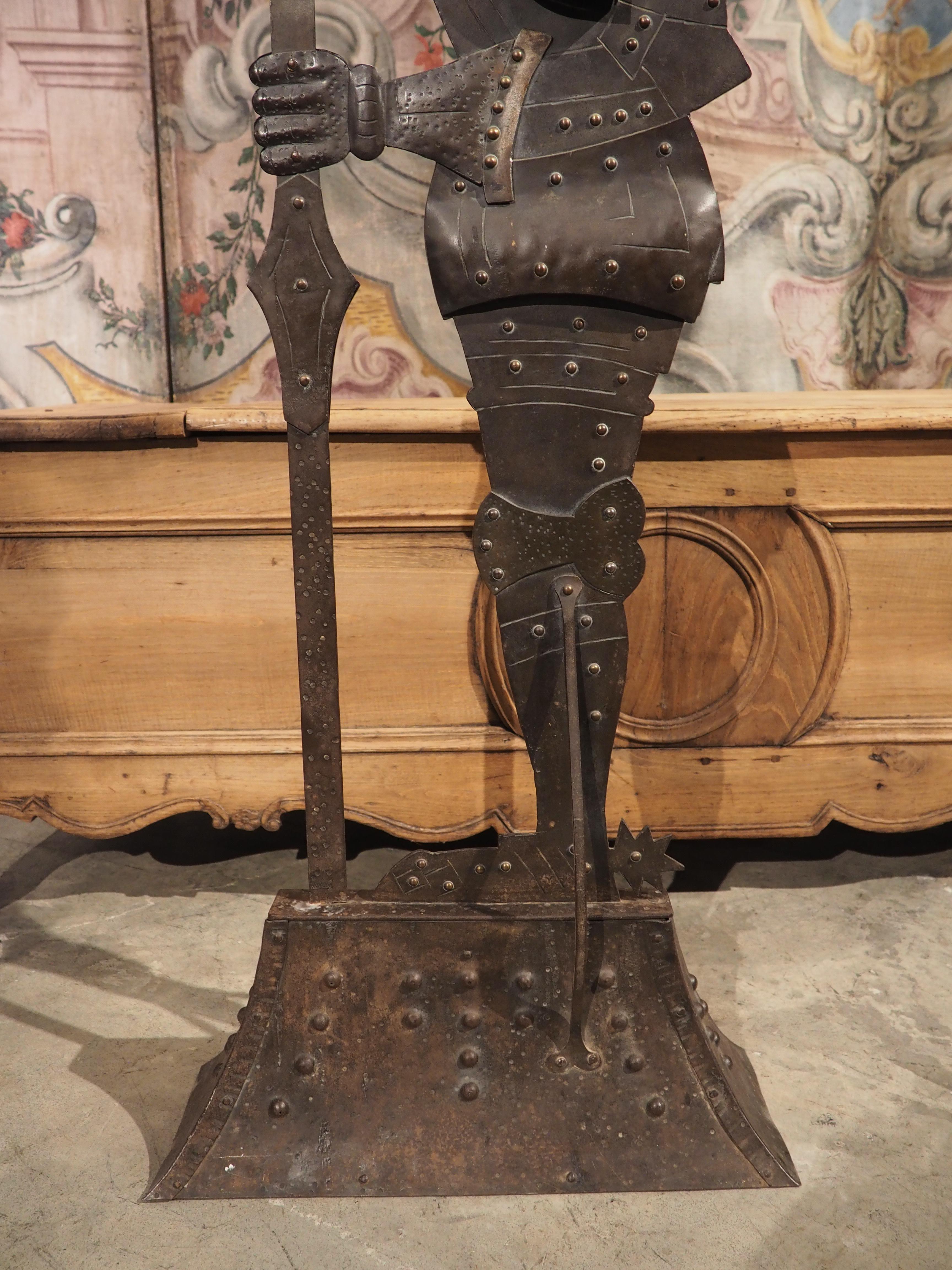 Early 20th Century Circa 1900 Iron Knight Statue Cigar Cutter and Candle Holder from France
