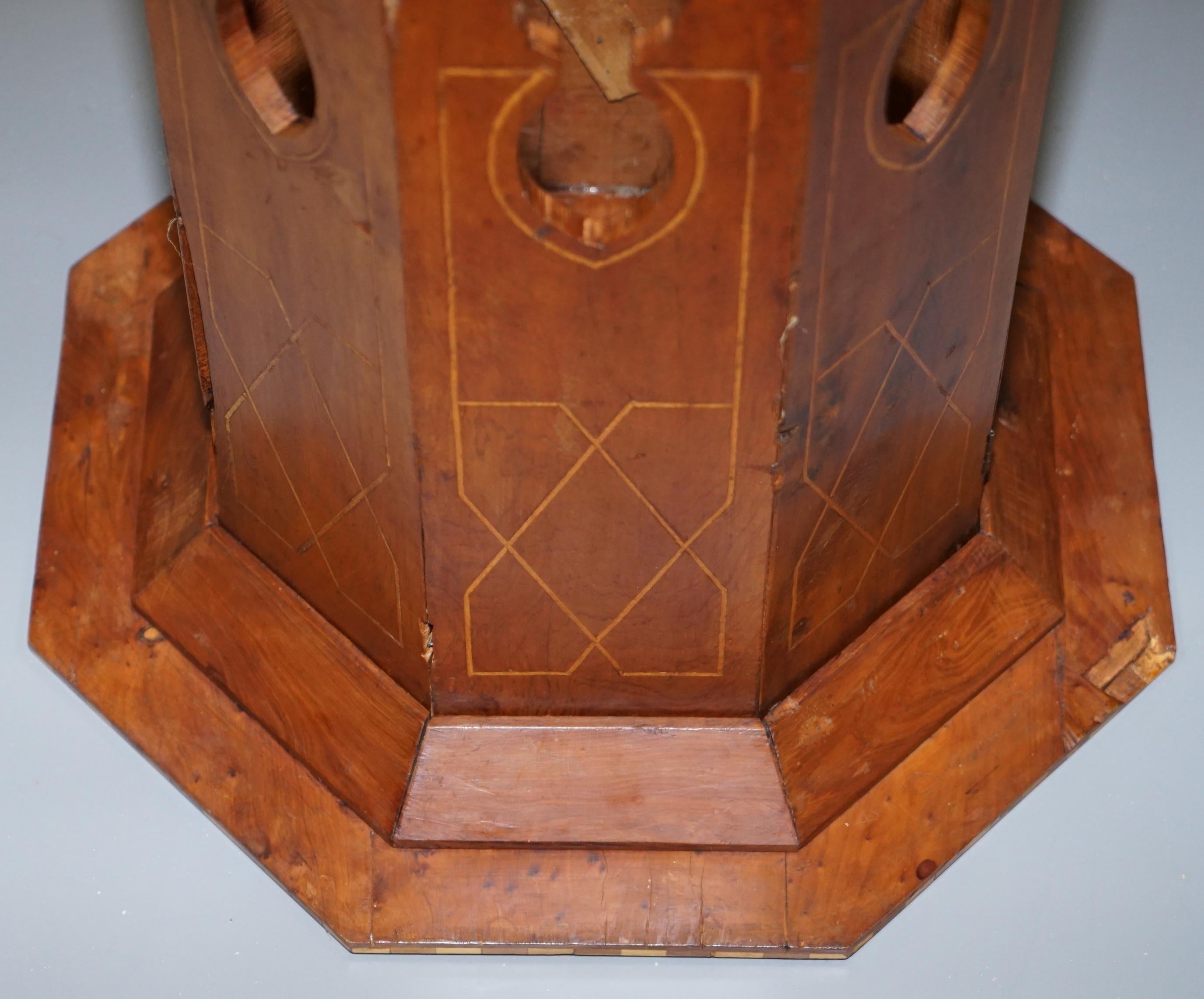 Islamic Marquetry Inlaid Walnut Octagonal Side End Lamp Wine Table, circa 1900 6