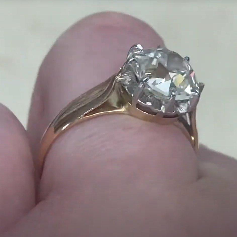 Schmuck um 1900, edwardianischer Diamantring mit alteuropäischem Diamanten (ca. 2,50 kt) (Alteuropäischer Schliff) im Angebot