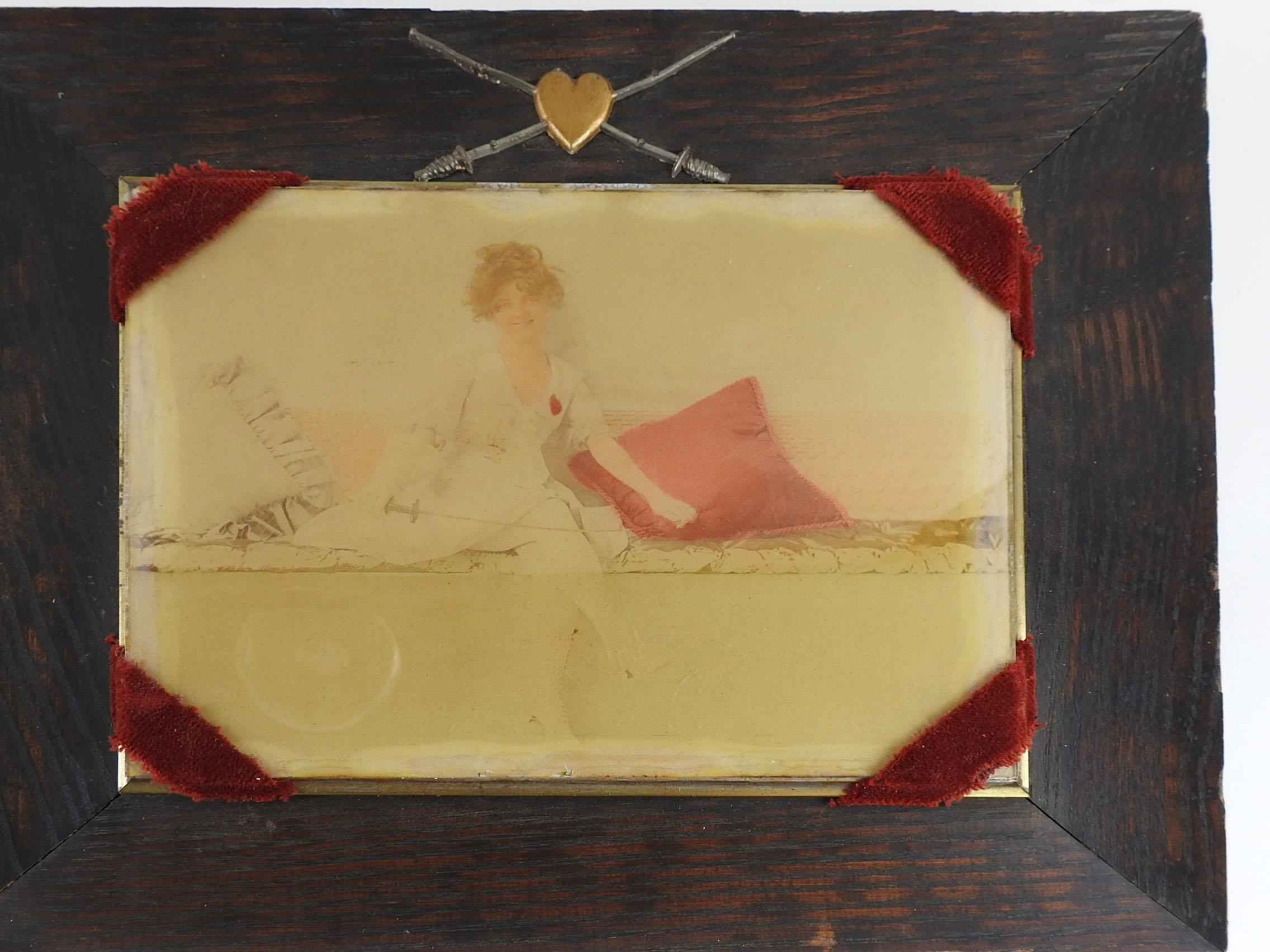 Circa 1900 Lady Fencer Tinted Photograph In Good Condition For Sale In Seguin, TX