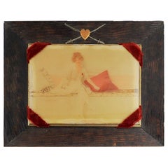 Antique Circa 1900 Lady Fencer Tinted Photograph