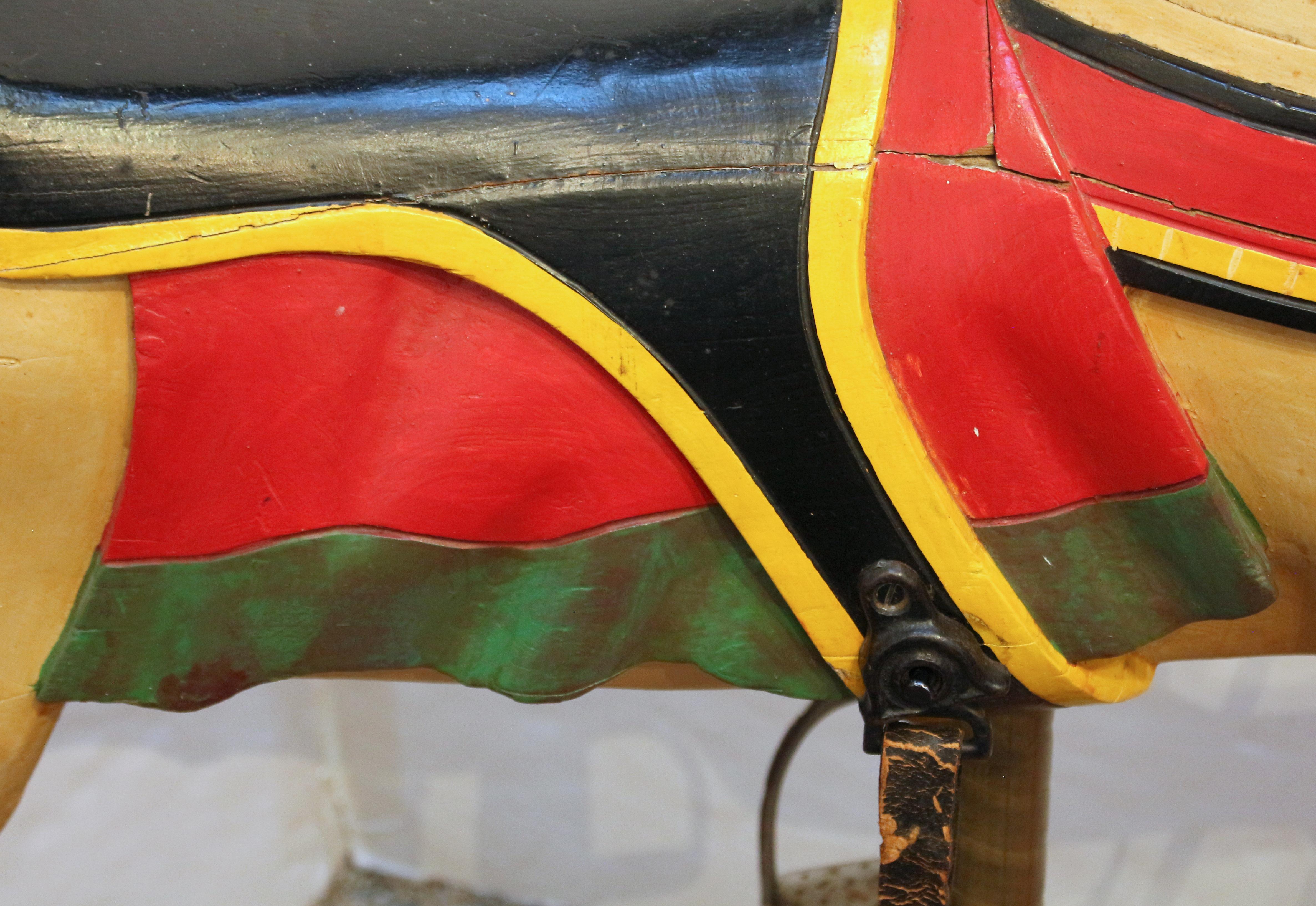 Circa 1900 Likely American Carousel Horse on Original Brass Holder 2