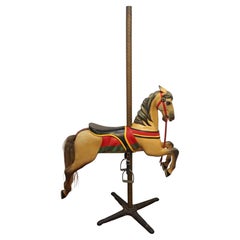 Antique Circa 1900 Likely American Carousel Horse on Original Brass Holder