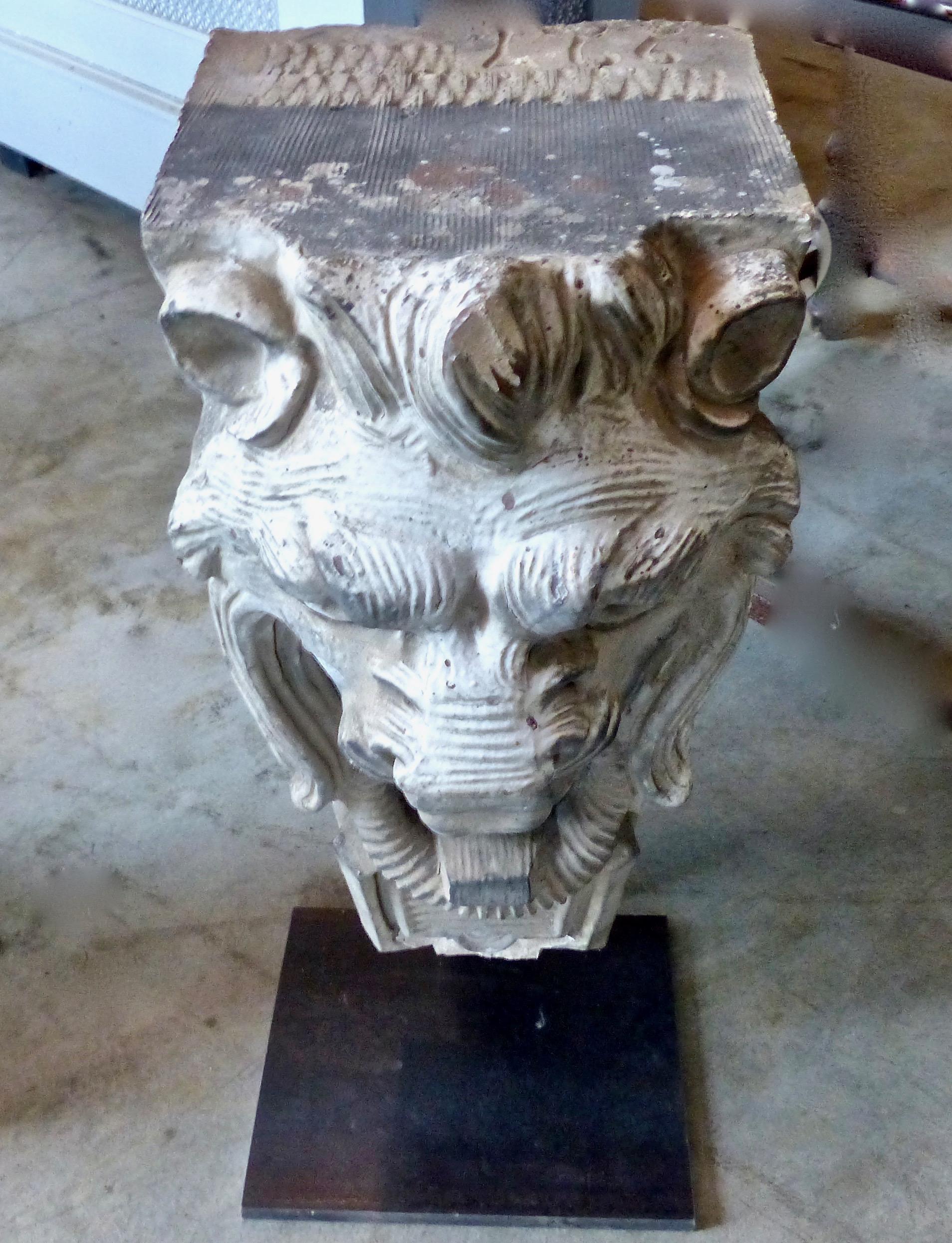 American Limestone Lion’s Head Building Ornament, circa 1900