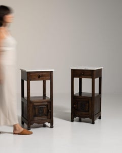 Circa 1900 Louis XV Brown Wood Pair of Side Tables